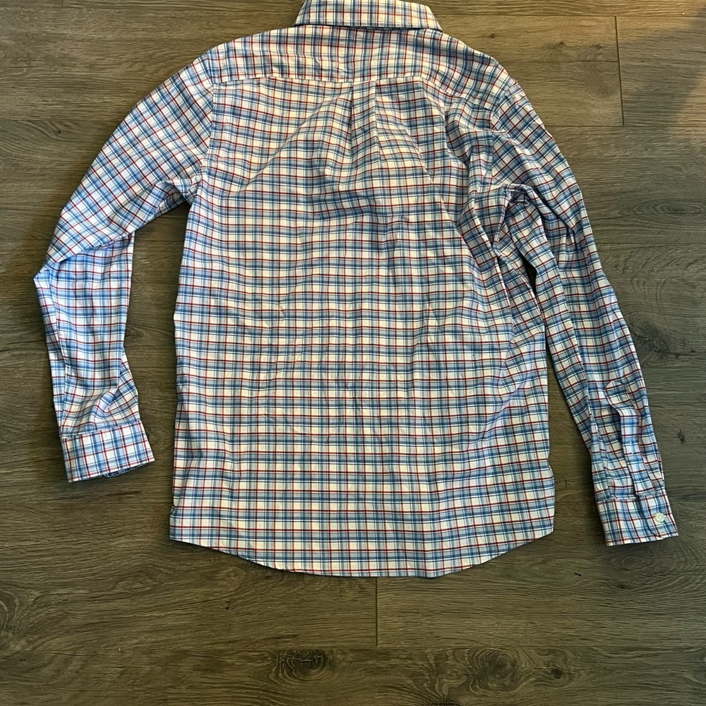 Vineyard Vines Whale Shirt Boys L 16-18 Button Down Checkered Red Blue White - Picture 4 of 4